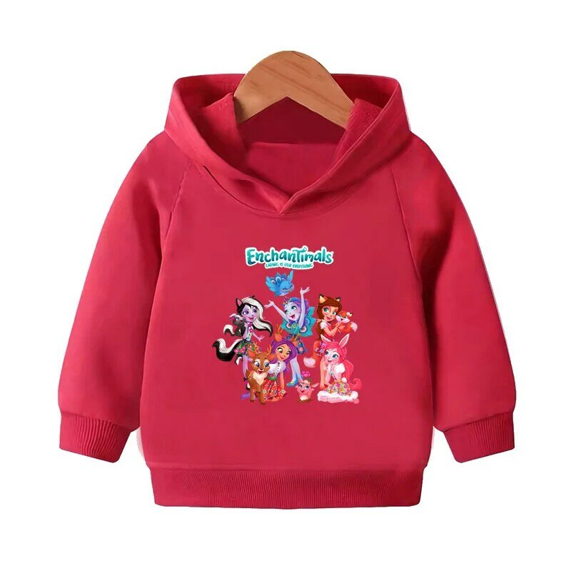 Enchantimals Cartoon Kids Hooded Hoodies 귀여운 토끼 소녀 옷 어린이 스웨터 가을 아기 풀오버 탑, KMT5454