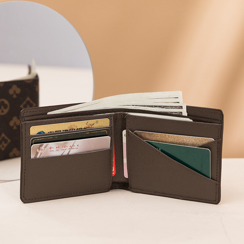 Moda Priinted krótkie portfele mężczyźni pieniądze klipy biznes skóra mężczyzna ID karta kredytowa/portfel torebka mały wąski portfel dla człowieka