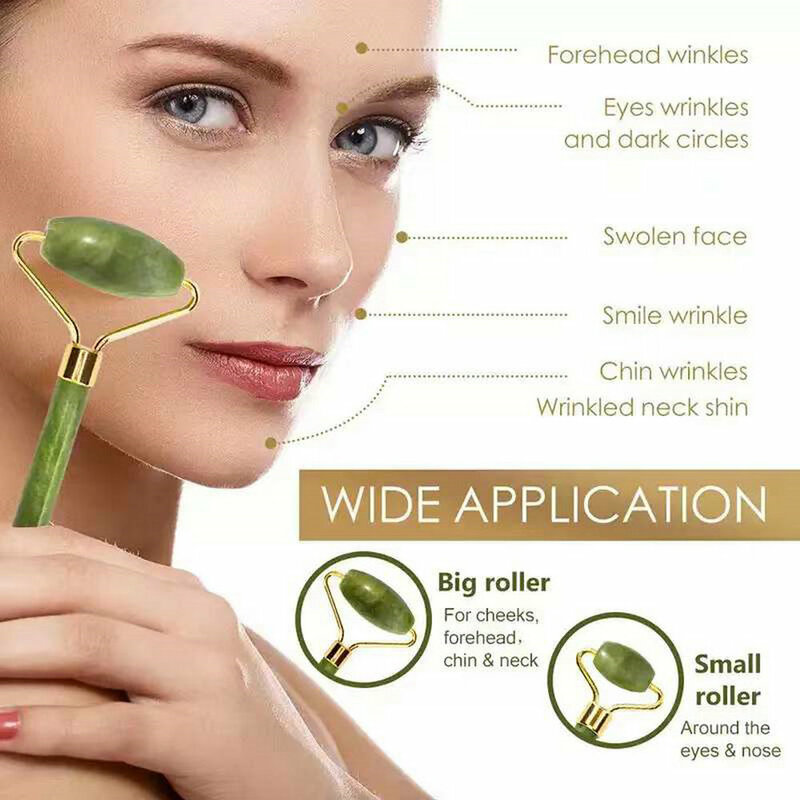 2pcs Jade Roller Massager For Face Beauty Health Gua Sha Scraper Set Natural Stone White Gouache Massage Facial Skin Care