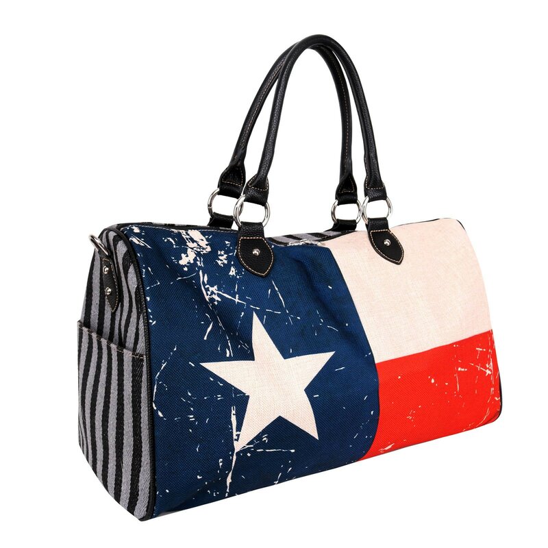Mode Hohe Kapazität Texas Flagge Farbe Drucken Leinwand Weekender Tasche MW934-5110