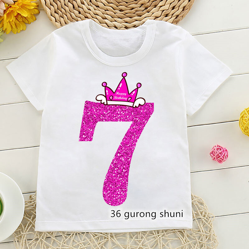 Camisetas con estampado de números para niños y niñas, ropa bonita de moda, Tops de verano, 7, 8 y 9 años, regalo