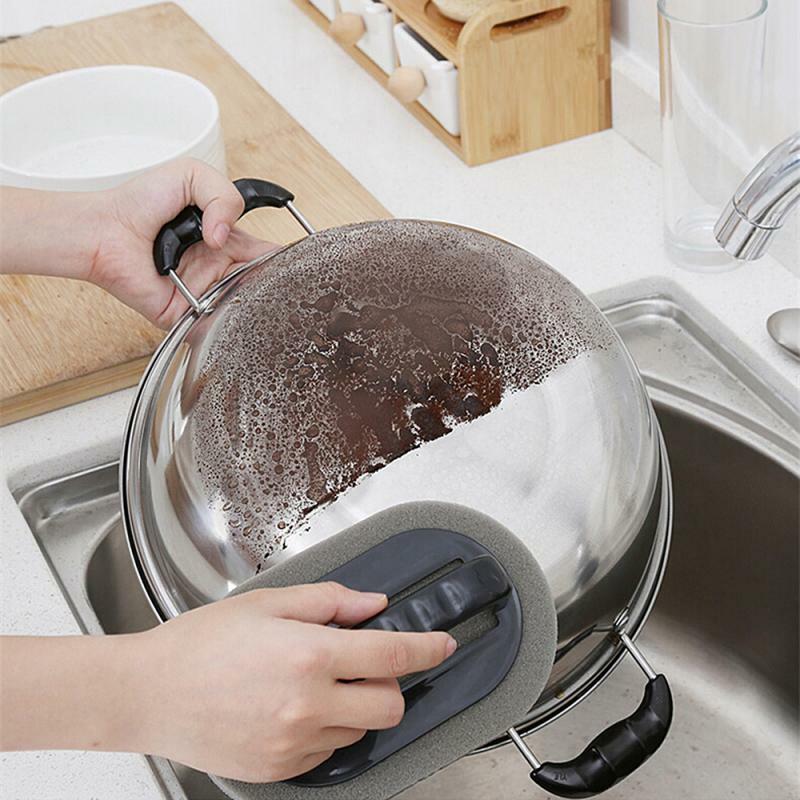 Нано губка Наждачная Rubbing Magic Kitchen очистка от загрязнения, щетка для мытья посуды с ручкой, шлифование, Удаление ржавчины