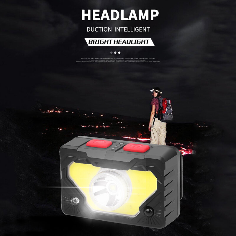 Headlamp USB Rechargeable Head Lamp Outdoor Running Fishing Head Lamp Waterproof LED USB Charging Torch for Camping