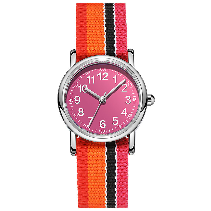 Kids Watch Muticolour NATO Watchband Gift For Childern School Student Learning Read Time