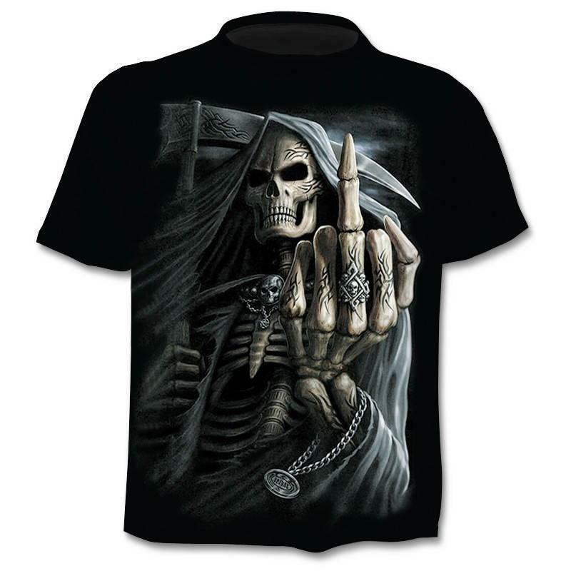 2020 새로운 디자인 T 셔츠 남성/여성 Heavy Metal Grim Reaper Skull 3d 프린트 T 셔츠 캐주얼 하라주쿠 스타일 Tshirt Streetwear 탑스