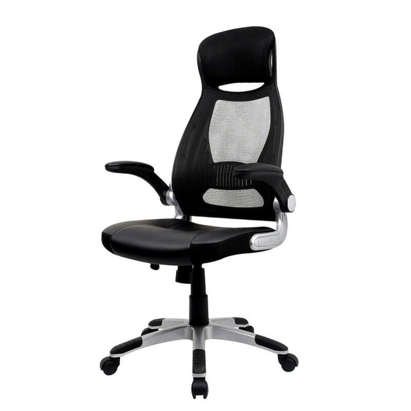 Obrotowe siatkowe krzesło biurowe do komputera z zagłówkiem krzesło wykonawcze ergonomiczny mechanizm zsynchronizowany z regulacją wysokości, czarny