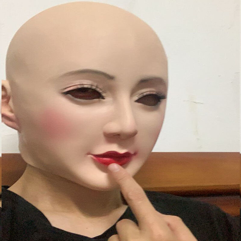 2022 realista feminino máscara para o dia das bruxas humano feminino vestido de máscara rosto capuz sexy menina crossdress traje cosplay cabeça máscara