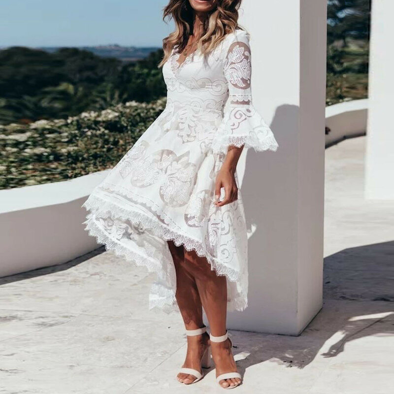 ZOGAA Sexy Lace Bodycon Festa Lápis Midi vestido branco Mulheres praia Bandage a linha elegante do vintage Vestido bonito vestidos de festa # ss