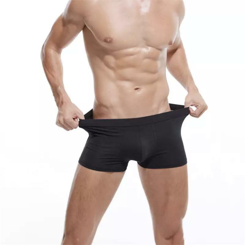 8 pçs/lote roupa interior masculina de cor sólida algodão sexy underwear boxer shorts respirável confortável