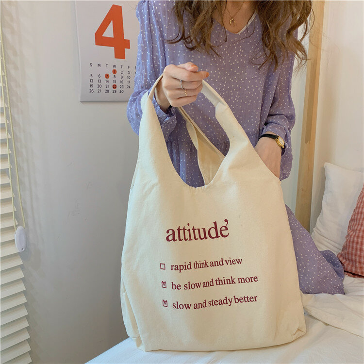 Płótno damskie torby na zakupy na ramię duża torba na ramię na zakupy dla kobiety 2020 tkaniny bawełniane kobiece torebki nadruk w litery torby