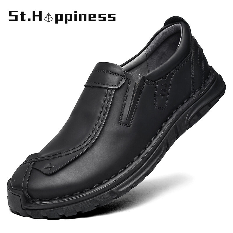 2022 New Men's Leather Shoes Luxury Brand Designer Original Slip On Loafers Moccasins Fashion Casual Driving Shoes Big Size