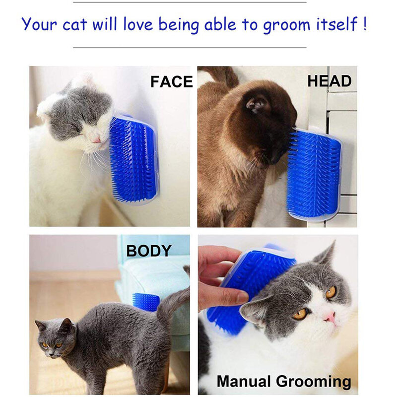 Comb Brush for Cats Corner Brush Massage Pet Products Self Groomer Comb Brush with Catnip Cat Tickling Comb Brush