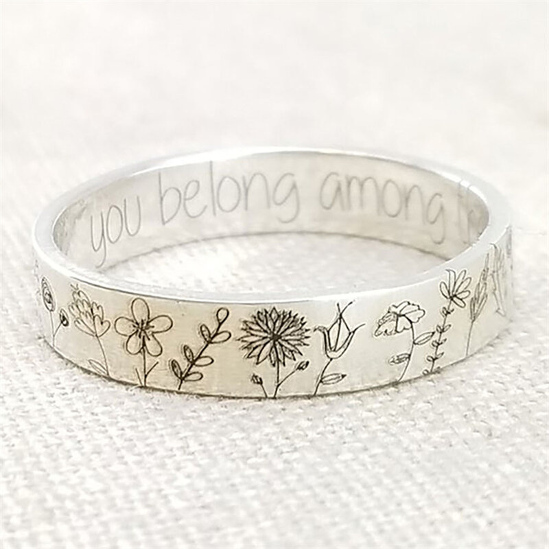 Vintage Einfachheit Geschnitzte Blume Ring für Frauen Einfache Alte Silber Farbe Nette 2021 Heißer Verkauf