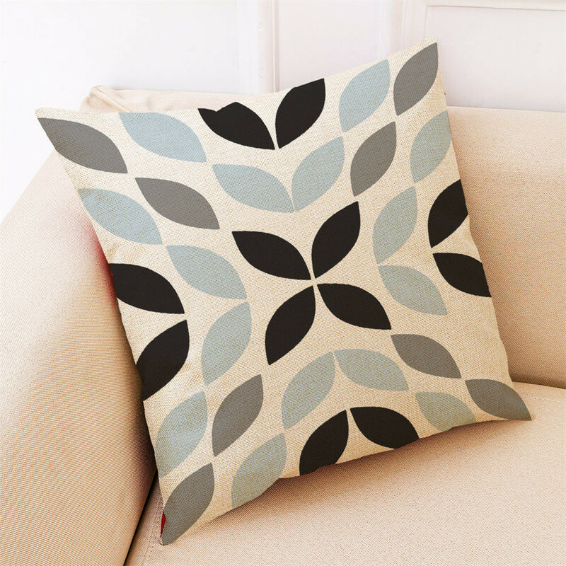 Housse de Coussin rectangulaire en lin, taie d'oreiller décorative, motif géométrique, 45x45