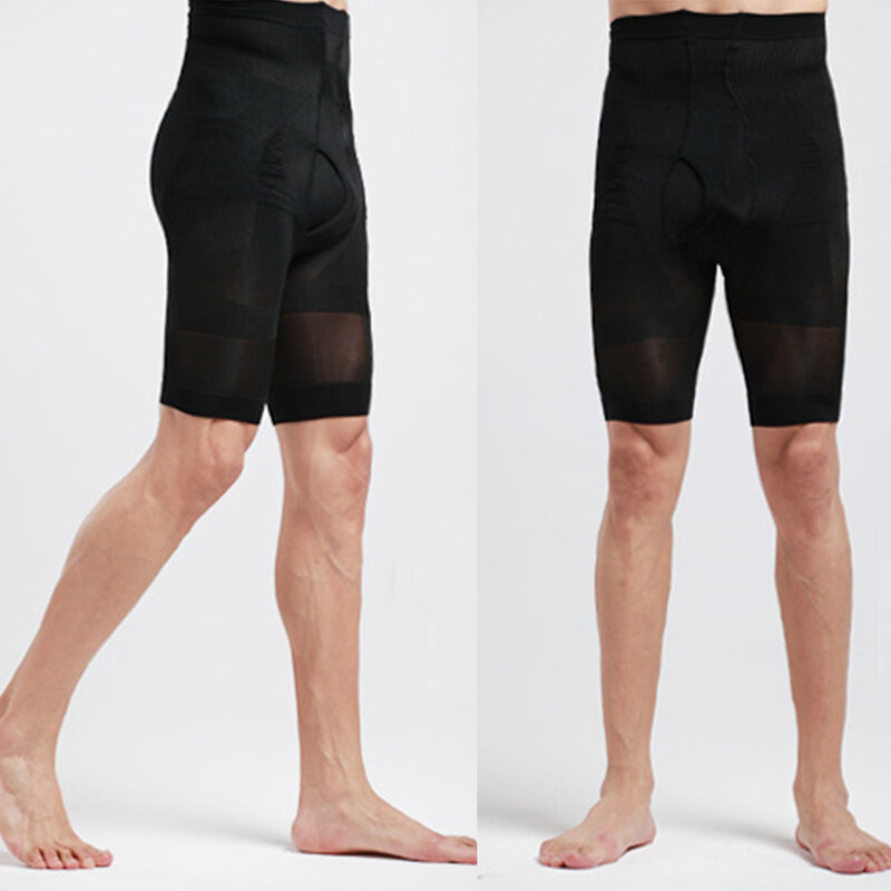 Primavera outono inverno homens magro corpo shapewear shorts emagrecimento shaper cintura alta calça roupa interior preto