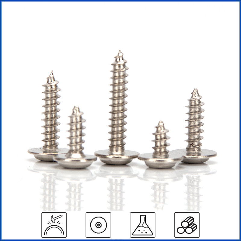 M1.2 - M2.3 Nickel Plated Phillips Round Head Self-Tapping Screw Button Head Screws with Collar Cross Recessed Machine Screw