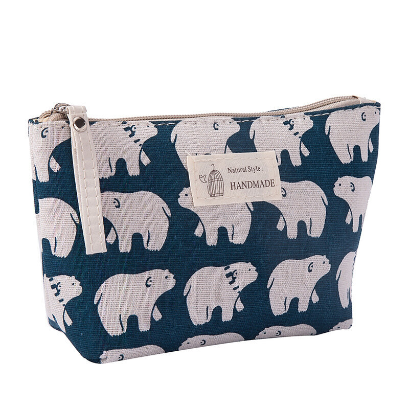 FUDEAM – sac de rangement de voyage pour femmes, sac de voyage en toile douce avec motif d'ours imprimé, sac de toilette, sac à cosmétiques mignon, sacs de maquillage portables