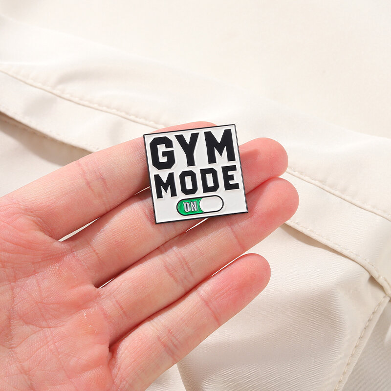 Sport Gym Mode Enamel Pins Square Card Badges Sports Clothes Bag Lapel Pins Jewelry Gift For GYM Lovers