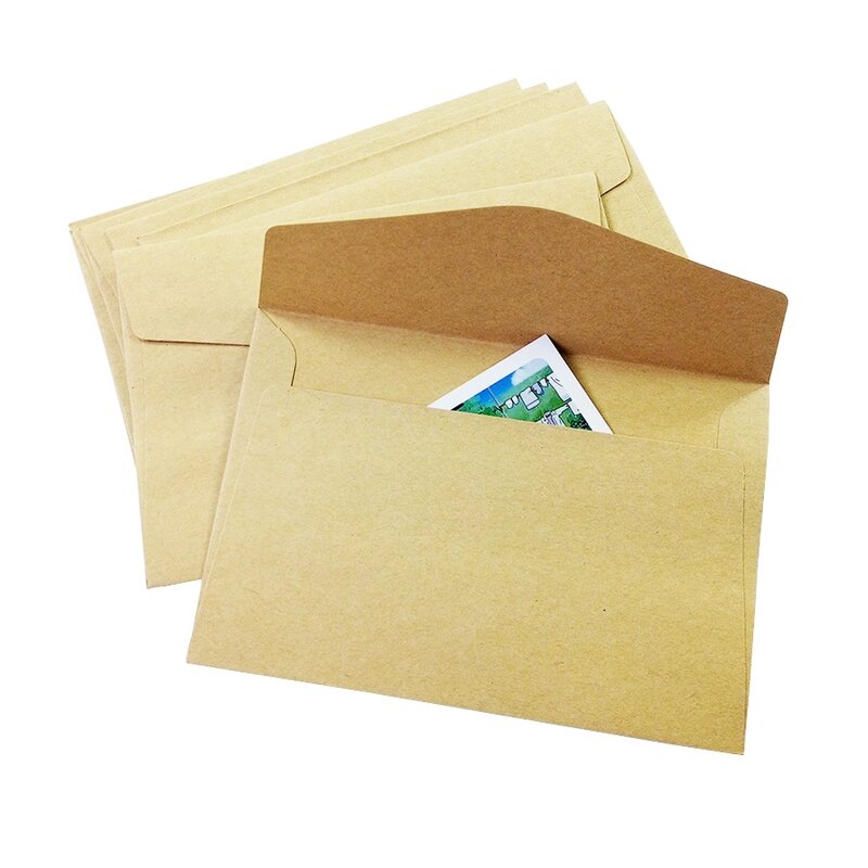 100 unids/lote de sobres de papel Kraft Vintage bonitos, 160x110mm, sobres de regalo de boda, sobre para tarjeta de ventana