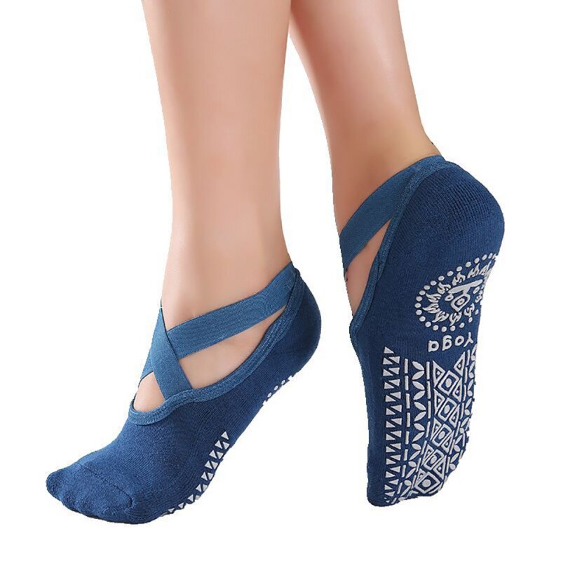 1 par de calcetines de Yoga de algodón antideslizantes para mujer, medias deportivas de vendaje para niña, calcetines de baile de Ballet para 35-39 yardas