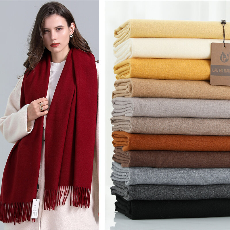 2022 sólido grosso cachecol de caxemira feminino grande 190*68cm pashmina inverno quente xale envolve bufanda feminino com lenços de borla echarpe