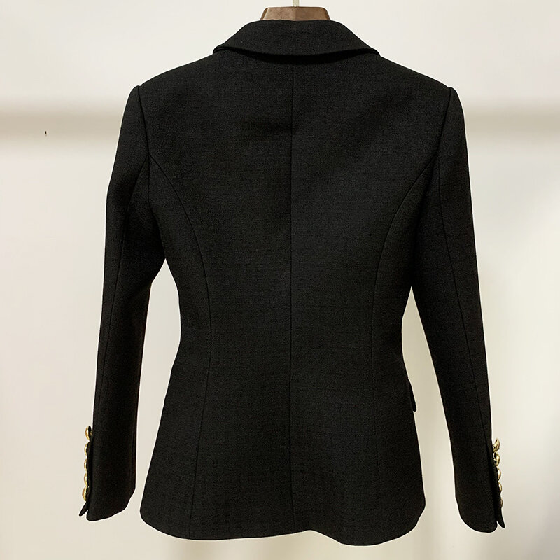 Chaqueta de diseño barroco de alta calidad para mujer, chaqueta clásica de Metal con botones de León, doble botonadura, ajustada, novedad de 2021