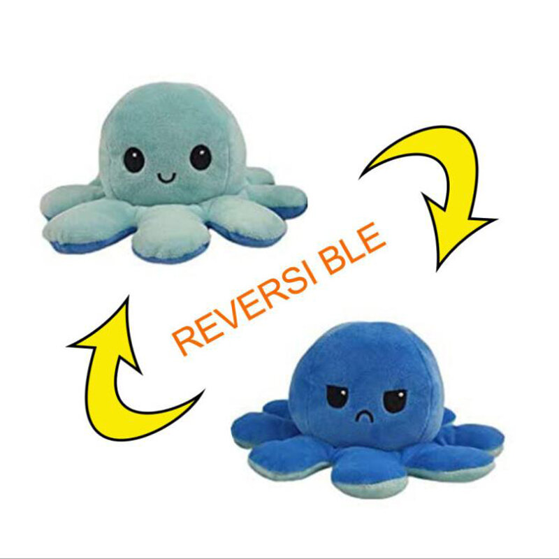 Criativo bonito polvo brinquedos de pelúcia poulpe retroflexion octopus macio dupla face flip engraçado emoção pulpo boneca peluches mole