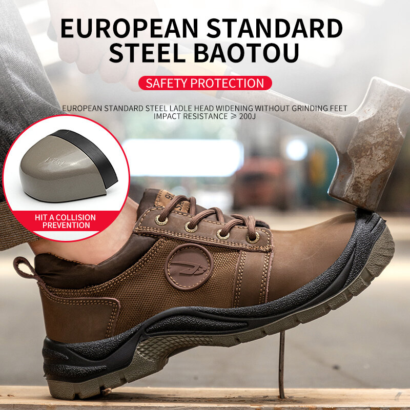 Zapatos de trabajo de seguridad para hombre, botas protectoras con punta de acero, antigolpes, para construcción, zapatillas de trabajo cálidas
