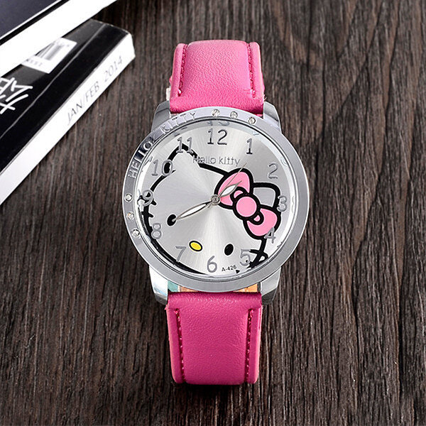 Cute Leather Quartz Watch Children Kids Girls Casual Fashion Bracelet Wrist Watch Clock Relogio Feminino