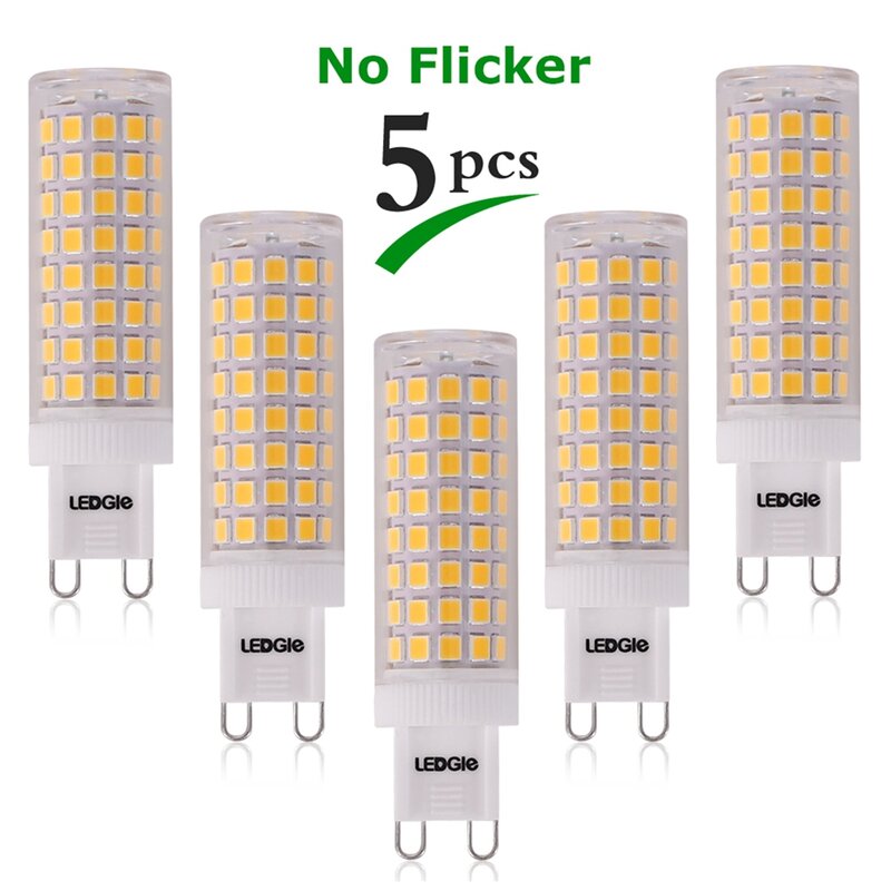 LEDGLE-bombillas halógenas G9 de 10W, 100LED, 900lm, AC100-240V, No regulable, sin parpadeo, 80W equivalente, luz blanca cálida, G9