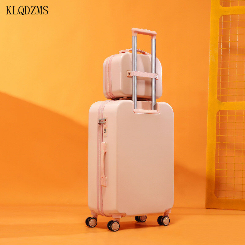 Klqdzms mala de viagem giratória, leve, abs, com bolsa de cosméticos, linda, embutida, para pc, estilo rodas