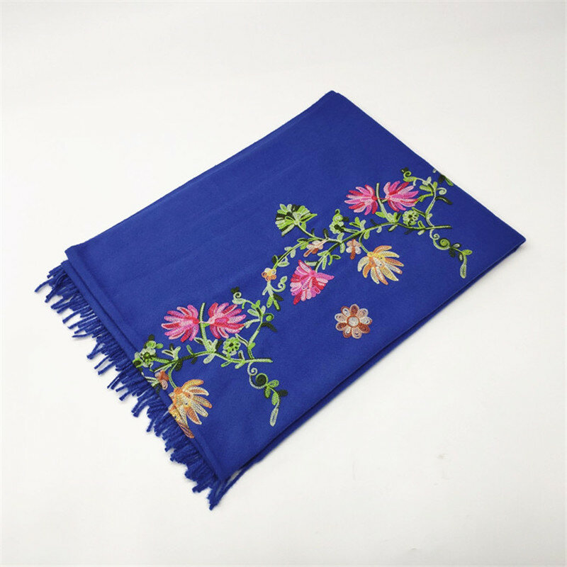2020 Trendy Cashmere Women Winter Scarf Embroidery Pashmina Luxury Ladies Warm Thicken Shawls And Wraps Natioanal Scarves