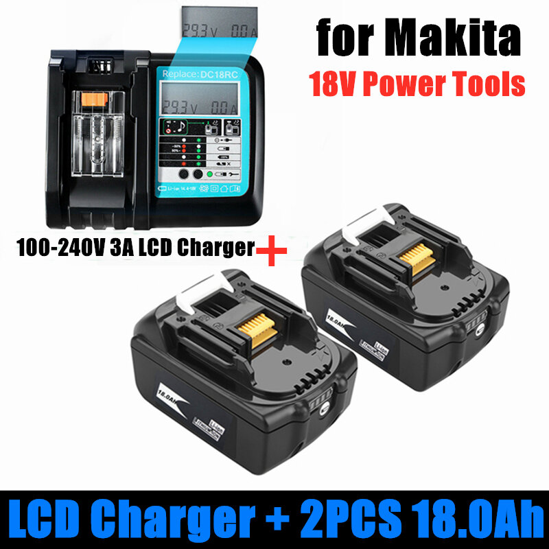 With 14.4v-18v Charger BL1860 Rechargeable Battery 18 V 18000mAh Lithium Ion for Makita 18v Battery BL1840 BL1850 BL1830 BL1860B