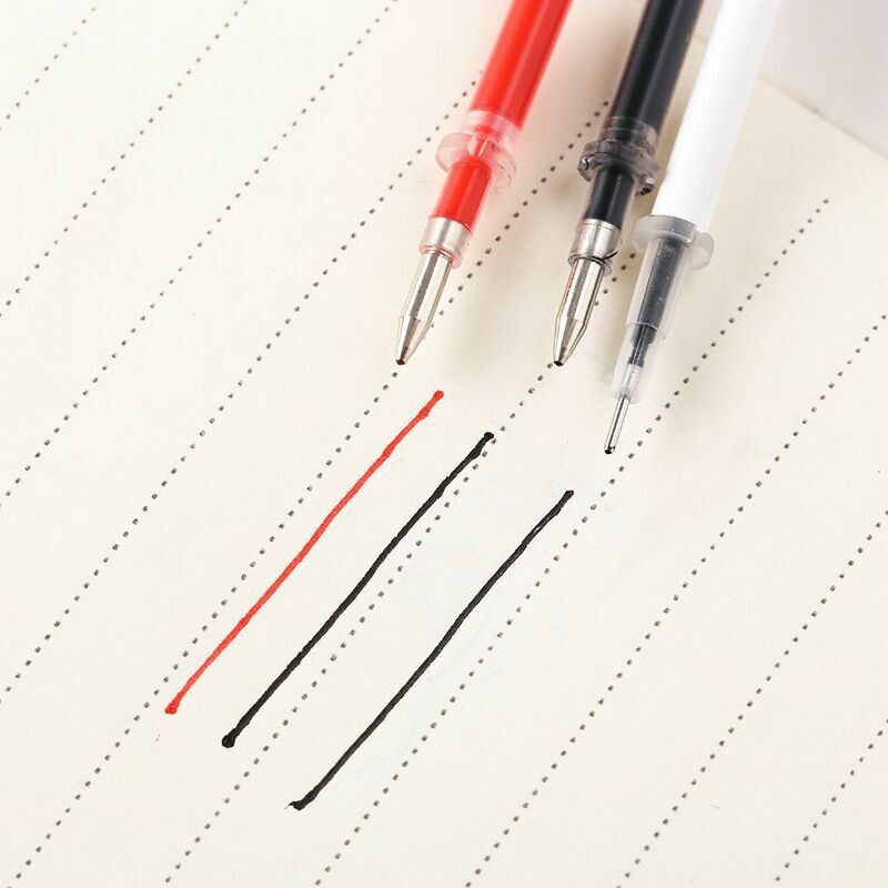 Recargas de bolígrafo de Gel con carcasa de Color blanco, suministros de papelería de oficina con patrón Kawai de tinta negra de 0,5mm, 13cm de longitud, 1 unidad