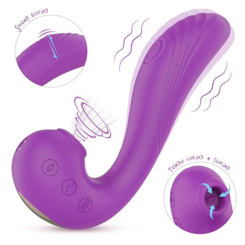 Brinquedo sexual vibrador, estimulador de clitóris e ponto 2 em 1, brinquedo sexual para adultos, massageador de mamilos e língua
