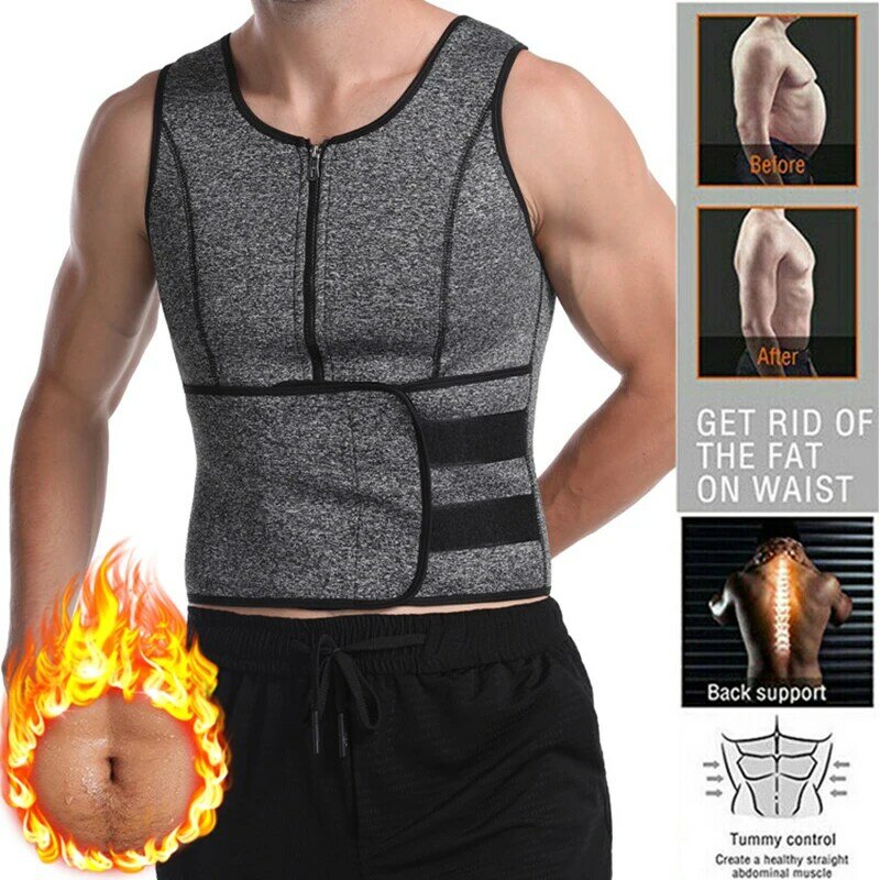 Modelador corporal masculino de neoprene, colete de cintura para treino, camiseta de emagrecimento, sauna, regata de malhação, queimador de gordura, roupa modeladora tamanho grande