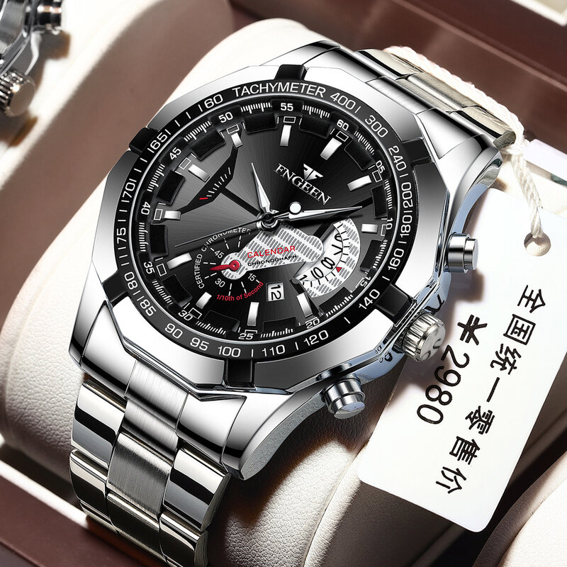 Relógios masculinos de negócios relógio de quartzo masculino banda de aço inoxidável 30m à prova dwaterproof água data relógios de pulso relogio masculino