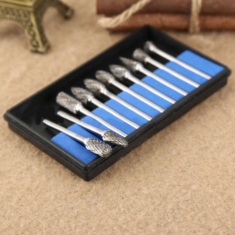 10Pcs/set Tungsten Steel Carbide Burrs Die Grinder Power Drill Bits Rotary Tool