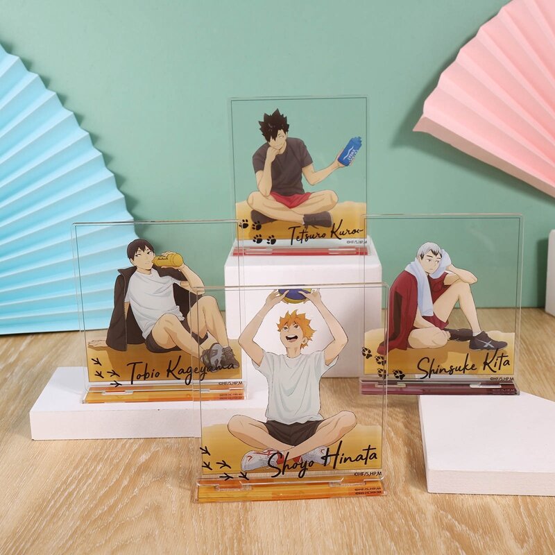 Plaque de bureau jouet Double face élégant, support acrylique pour Anime Haikyuu, figurines imprimées, décor d'exposition de bande dessinée, cadeau d'ornements