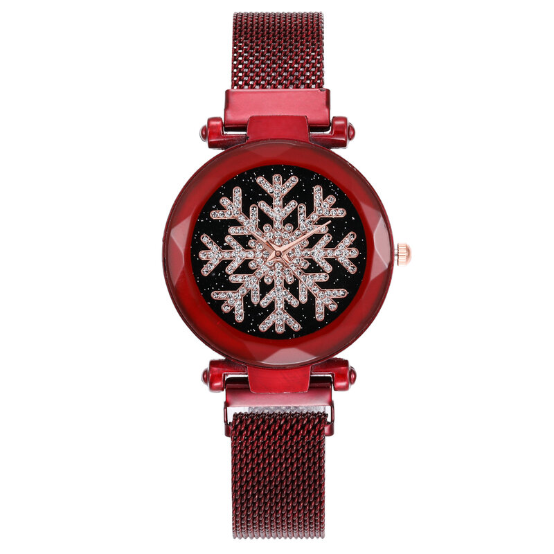 2020 горячая распродажа Женские часы, роскошные магнитные наручные часы со снежинками, женские кварцевые часы со стразами, женские часы