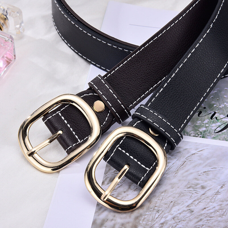 حزام المرأة العصرية أحزمة جلدية للمرأة الفاخرة عالية الجودة العلامة التجارية حزام غير رسمي يتوهم Vintage الجينز