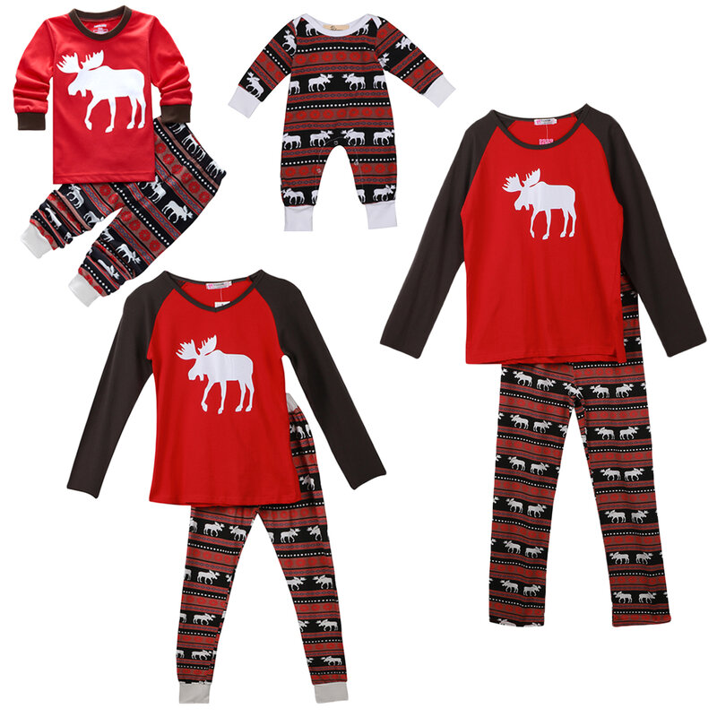 Xmas Moose Fairy Kerst Familie Bijpassende Pyjama Set Volwassen Kids Nachtkleding Pjs Photgraphy Prop Party Kleding