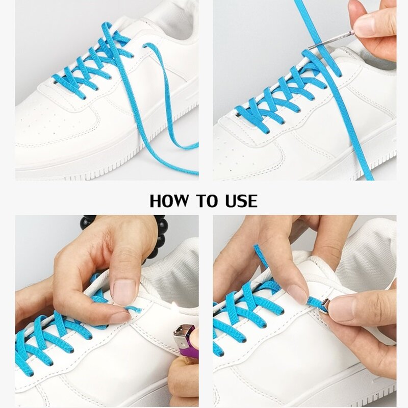 ใหม่ไม่มี Tie Shoelaces ยืดหยุ่นวงกลมสำหรับรองเท้าเด็กและผู้ใหญ่รองเท้าผ้าใบเชือกผูกรองเท้า Quick ขี...