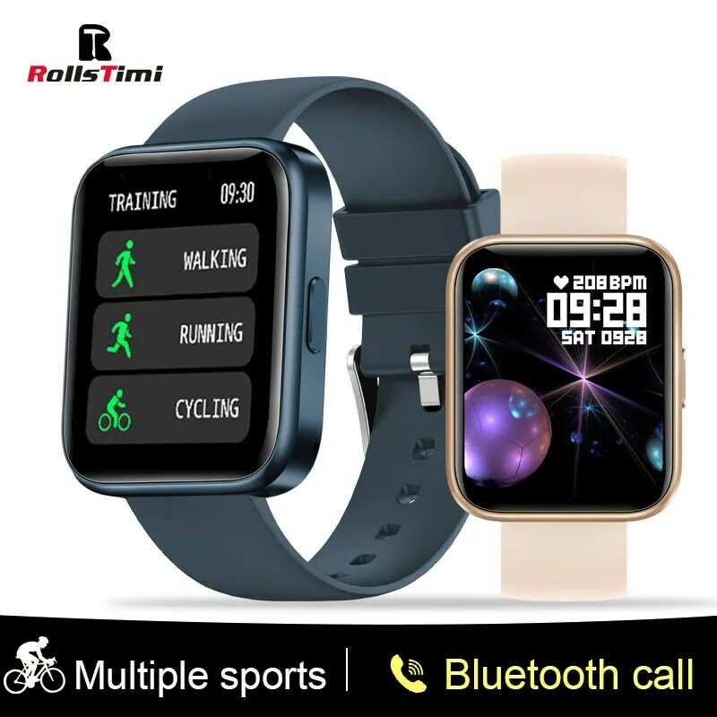Rollstimi 2021 Bluetooth llamada Smartwatch hombres 1,69 pulgadas completamente táctil Pantalla de reproducción de música de las mujeres seguidor de actividad/deporte pulsera