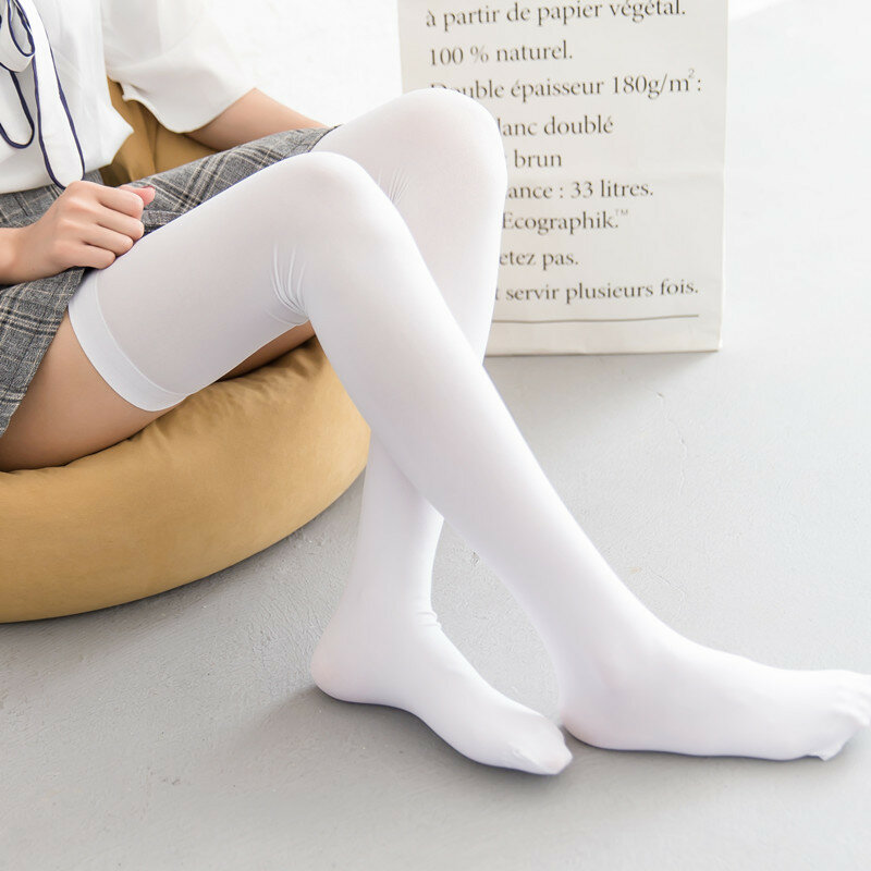 Allungare calze bianche donna calze autoreggenti in Nylon a tubo lungo chaussetes Hautes Sexy Girl cospap Skarpetki Damskie 70cm 120D