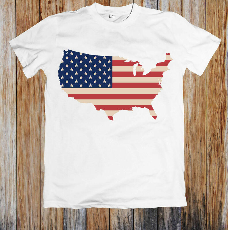 Mężczyzna t koszula stany zjednoczone MAP & FLAG T-SHIRT UNISEX harajuku śmieszne koszulki z krótkim rękawem