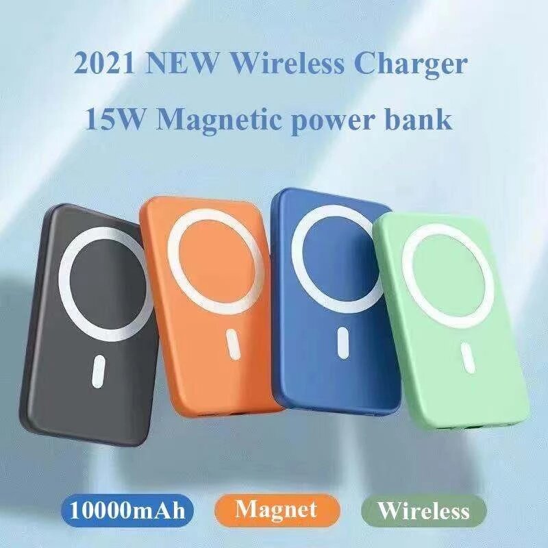 携帯電話用ワイヤレス充電器15W,ミニ外部バッテリー充電器,iPhone 12,10000mAh