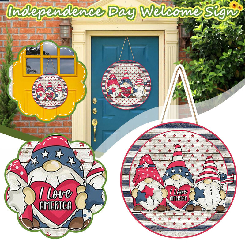 Accesorios de decoración para el hogar, señal de bienvenida para el día de la independencia, colgante de pared Vintage para el hogar y el jardín, 2021