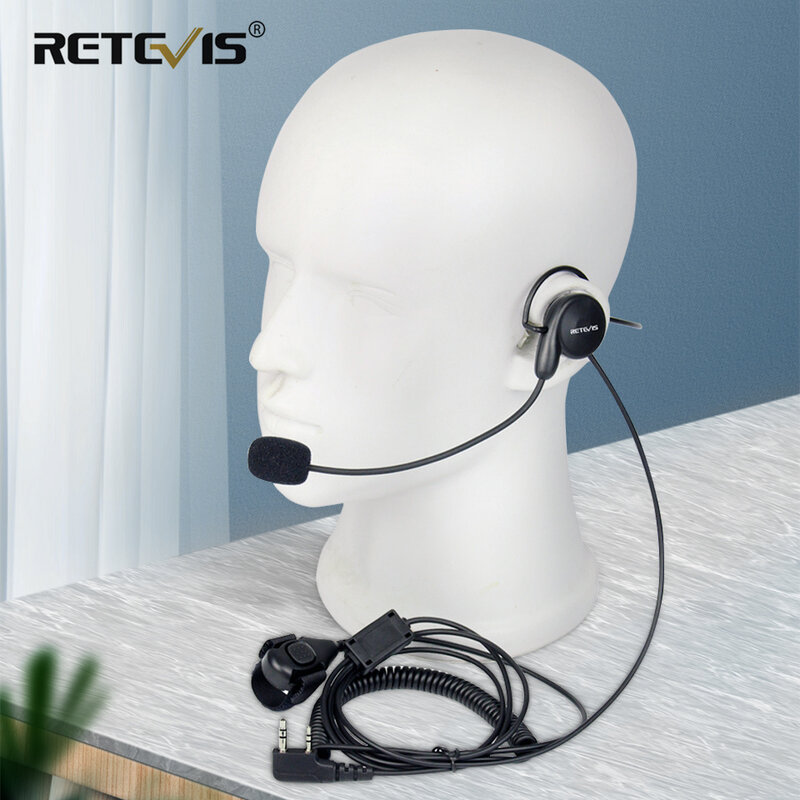 Retevis-fone de ouvido intra-auricular com microfone, 2 pinos, conexão ptt para kenwood baofeng