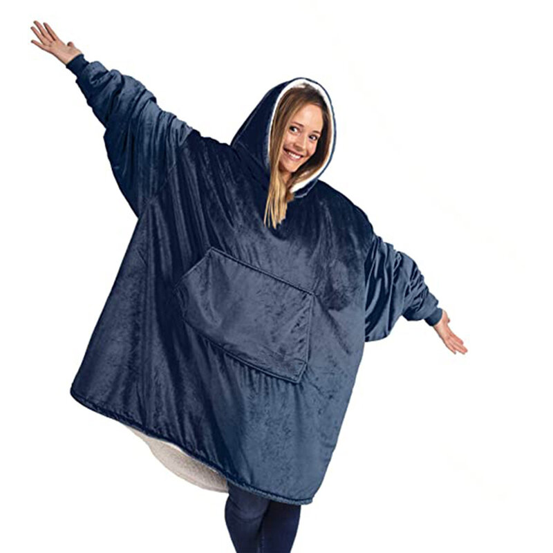 ทีวีผ้าห่มSherpaขนแกะHoodiesขนาดใหญ่Hoodie Sweatshirtผู้หญิงผ้าห่มขนาดใหญ่Hoodieฤดูหนาวขนแกะ
